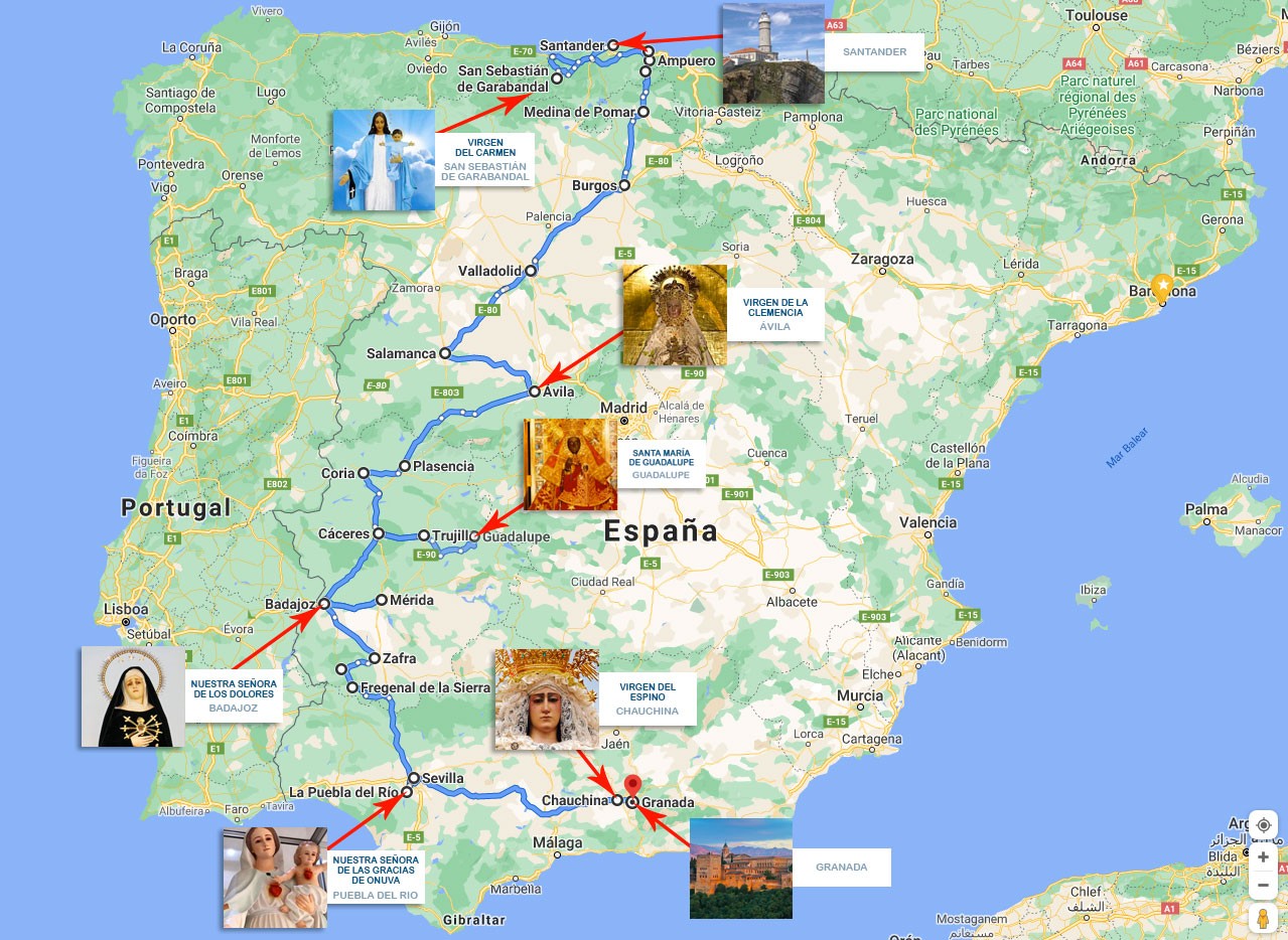 Mapa ruta Santander granada