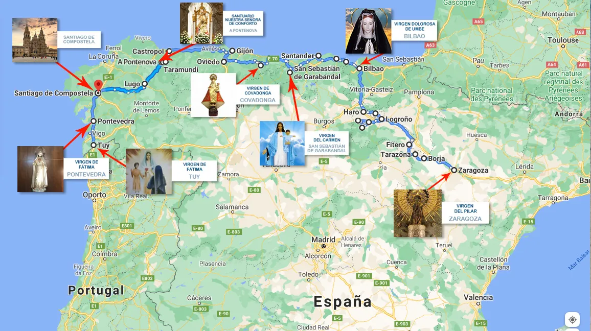 ruta-Zaragoza-Santiago-Compostela-mapa